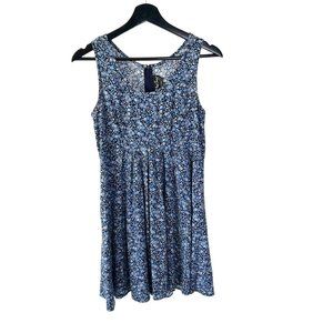Vintage 90s Blue Micro Floral Sleeveless Babydoll Short Dress 7